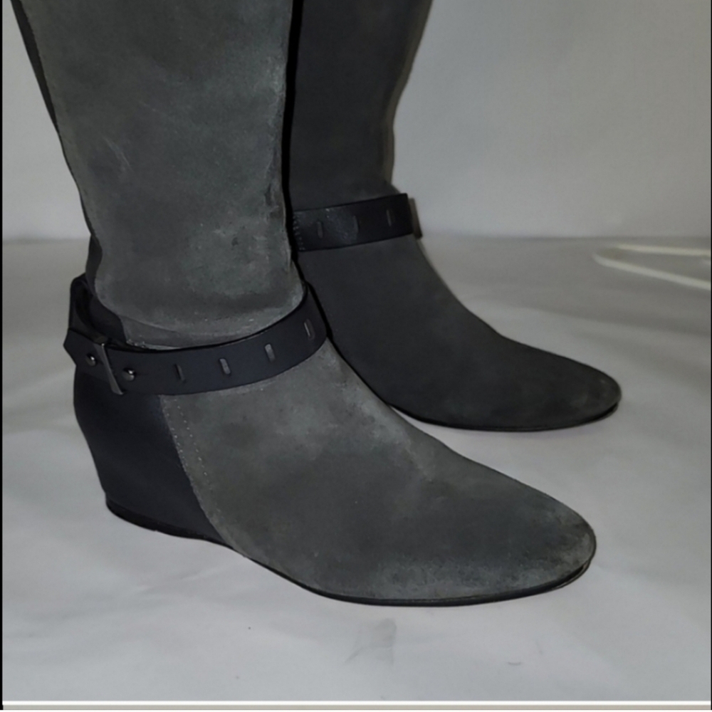 Naked Feet wedges over knee riding boots hidden heel